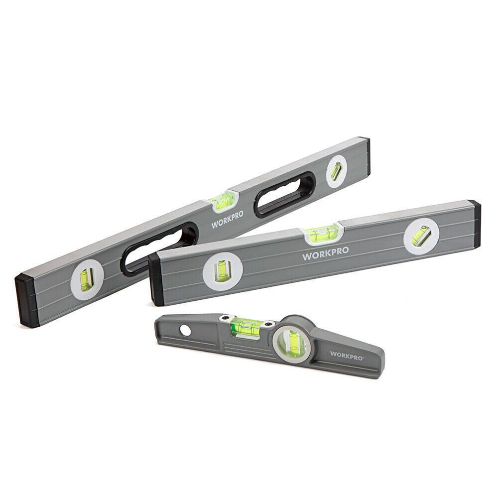 WORKPRO Spirit Level Set 9" Torpedo Level 16" 24" Box Beam Spirit Level 3PC NEW gallery