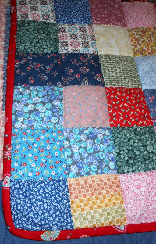 Handmade Quilt Patchwork Reversible Throw Lap Blanket 44” x 25” Fleece Back gallery