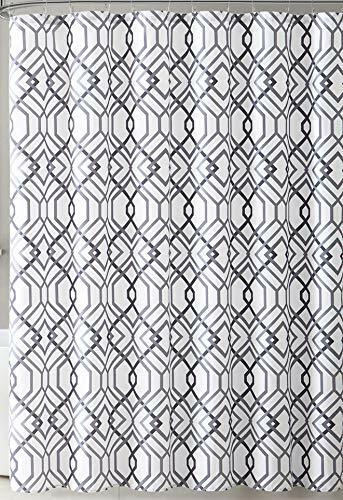VCNY Home Grey White Fabric Shower Curtain: Modern Geometric Lattice Design gallery