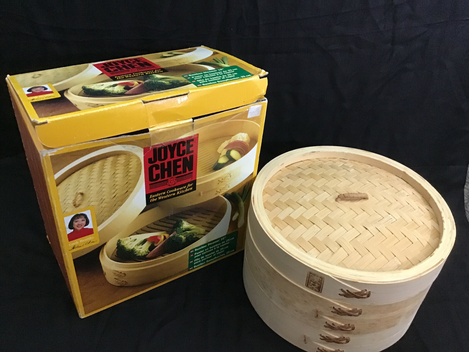 Natural Bamboo Steamer Basket 10" Set Of 2 + Lid gallery