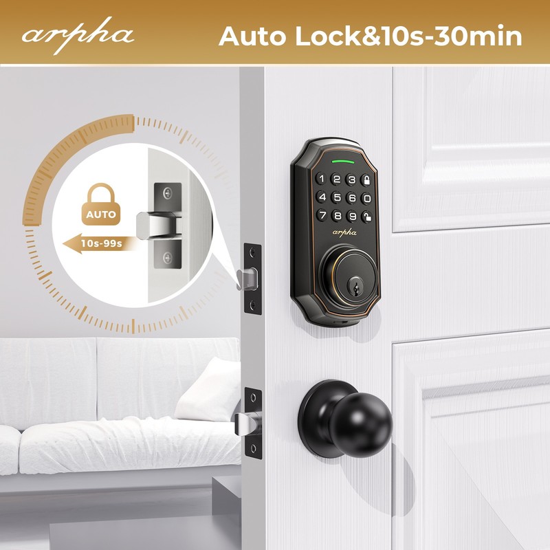 ARPHA Keyless Smart Door Lock Entry Keypad Deadbolt Anti-Peeping Auto Lock D180 gallery