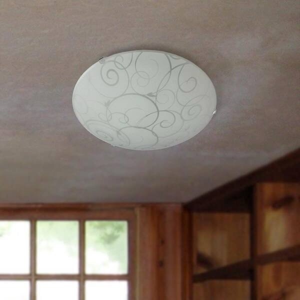 Intertek White Flush Mount Ceiling Light Round Glass Swirl Shade 9.87" ETL gallery