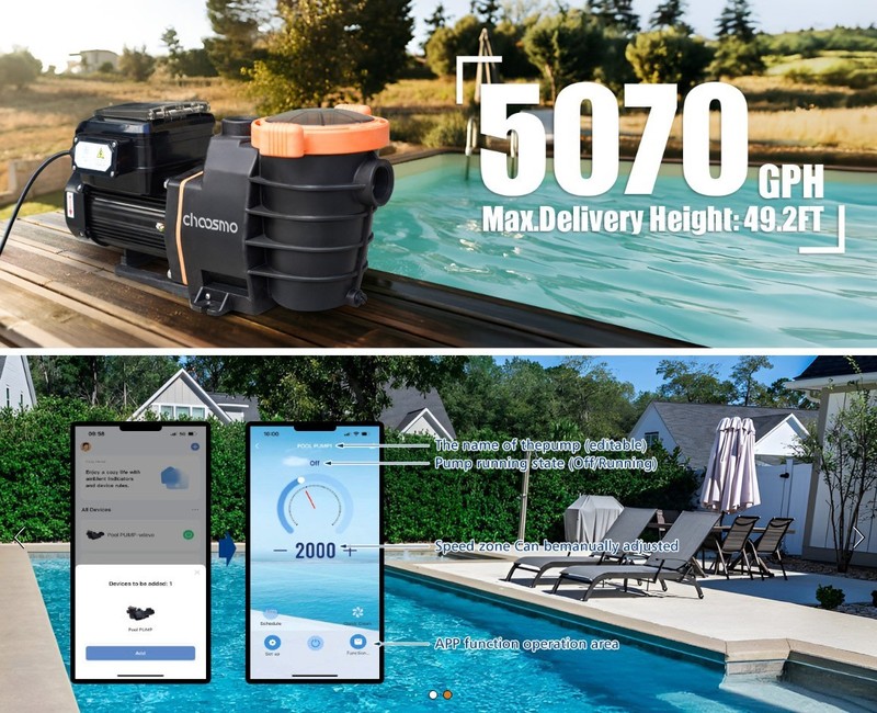 1.5HP 5070GPH Variable Speed Self Priming Pool Pump, Control Pane &App Control gallery