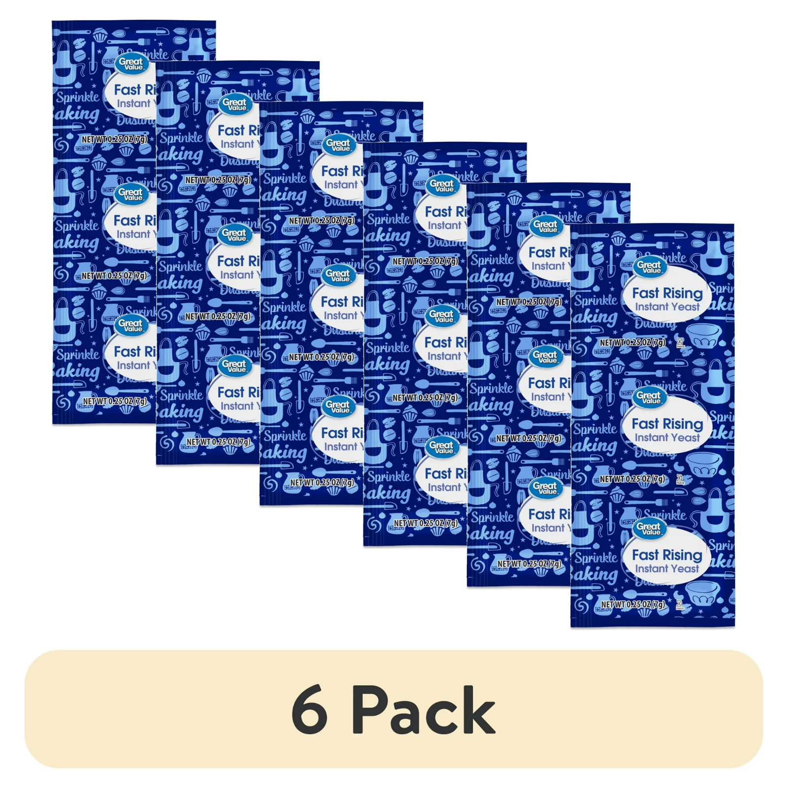 (6 pack) Great Value Fast Rising Instant Yeast, 0.25 oz, 3 Count gallery