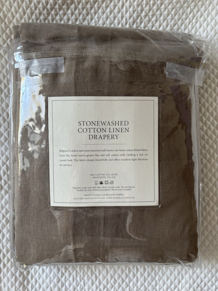 New Restoration Hardware Drape Panel Cotton Linen Walnut 100x120 in. Rod Pocket