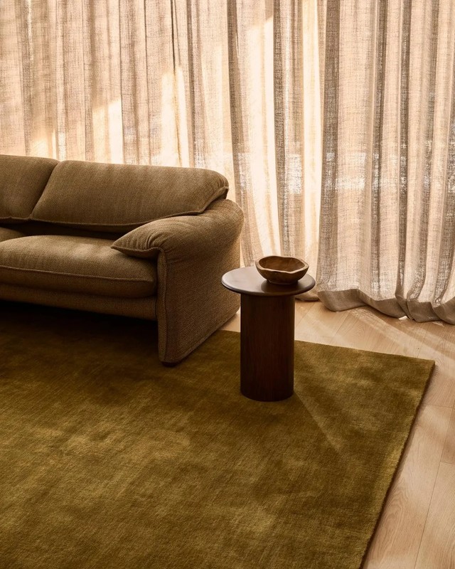 Hand Tufted Wool Area Rug | Solid Olive Green, Nordic Knots Home Decor 8x12 gallery