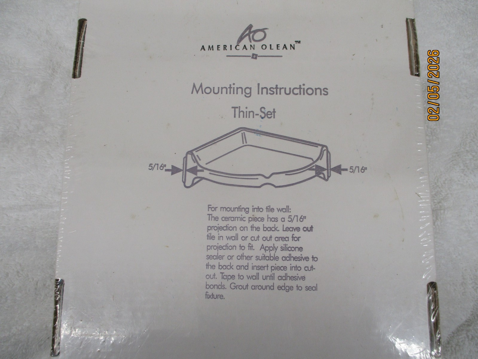 American Olean Ceramic White Corner Wall Mount Shower Shelf Medium AO11- (New) gallery