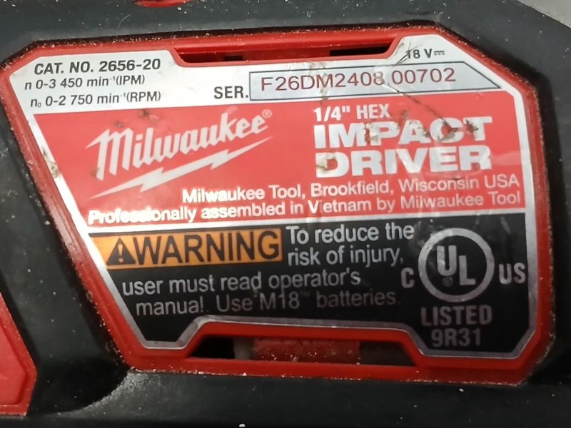 MILWAUKEE TOOLS 2656-20 - IMPACT DRIVER (P11033333) gallery