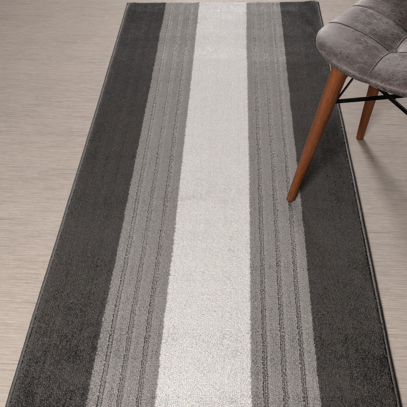 Custom Size Hallway Runner Rug, Non Slip, 26 Wide X Your Choice of Length, Grey gallery
