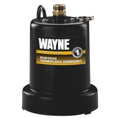 Wayne TSC130 Switchless Switch 1/4 HP 1050 GPH 120V Submersible Utility Pump