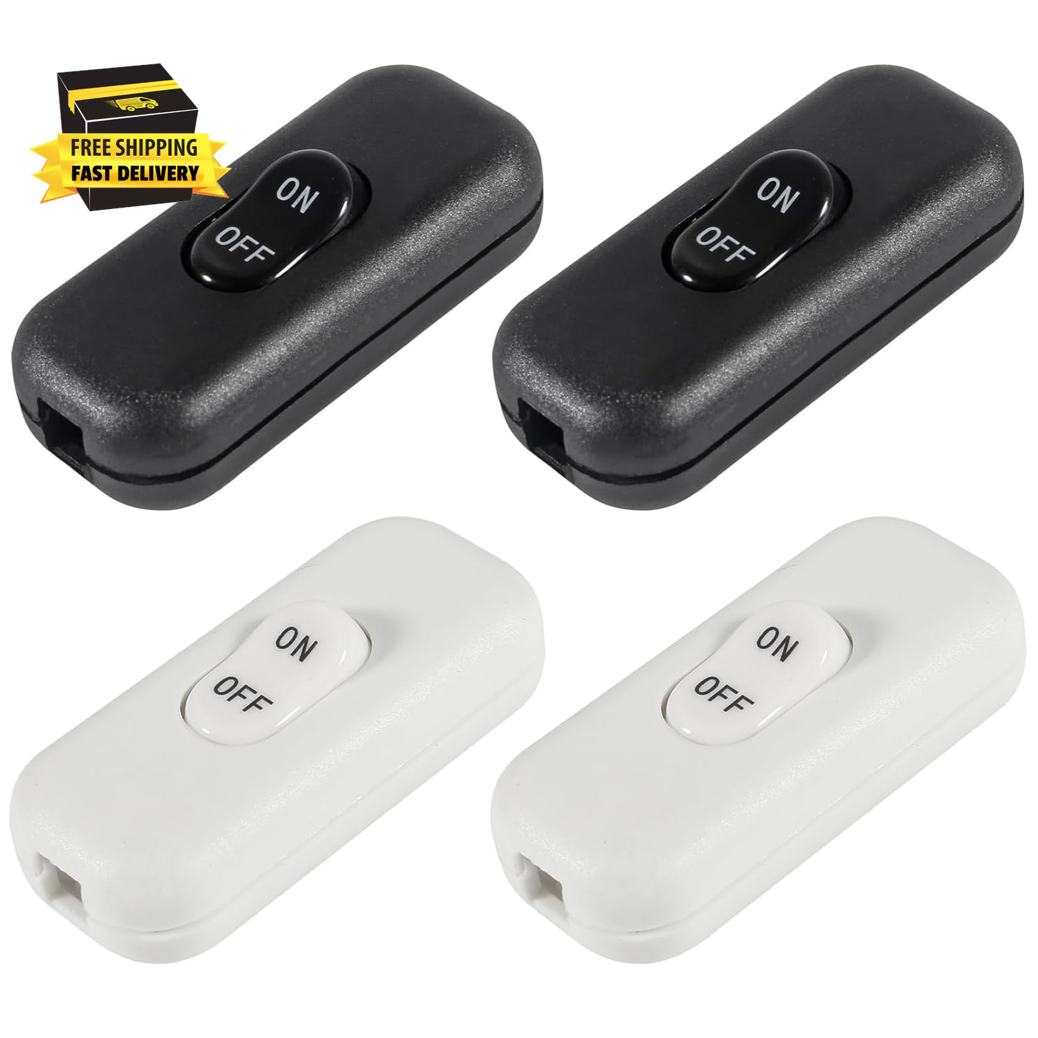 4 Pack Inline Cord Switch AC 250V 6A On-Off,Lamp Cord Button Torpedo Switch, Ele gallery
