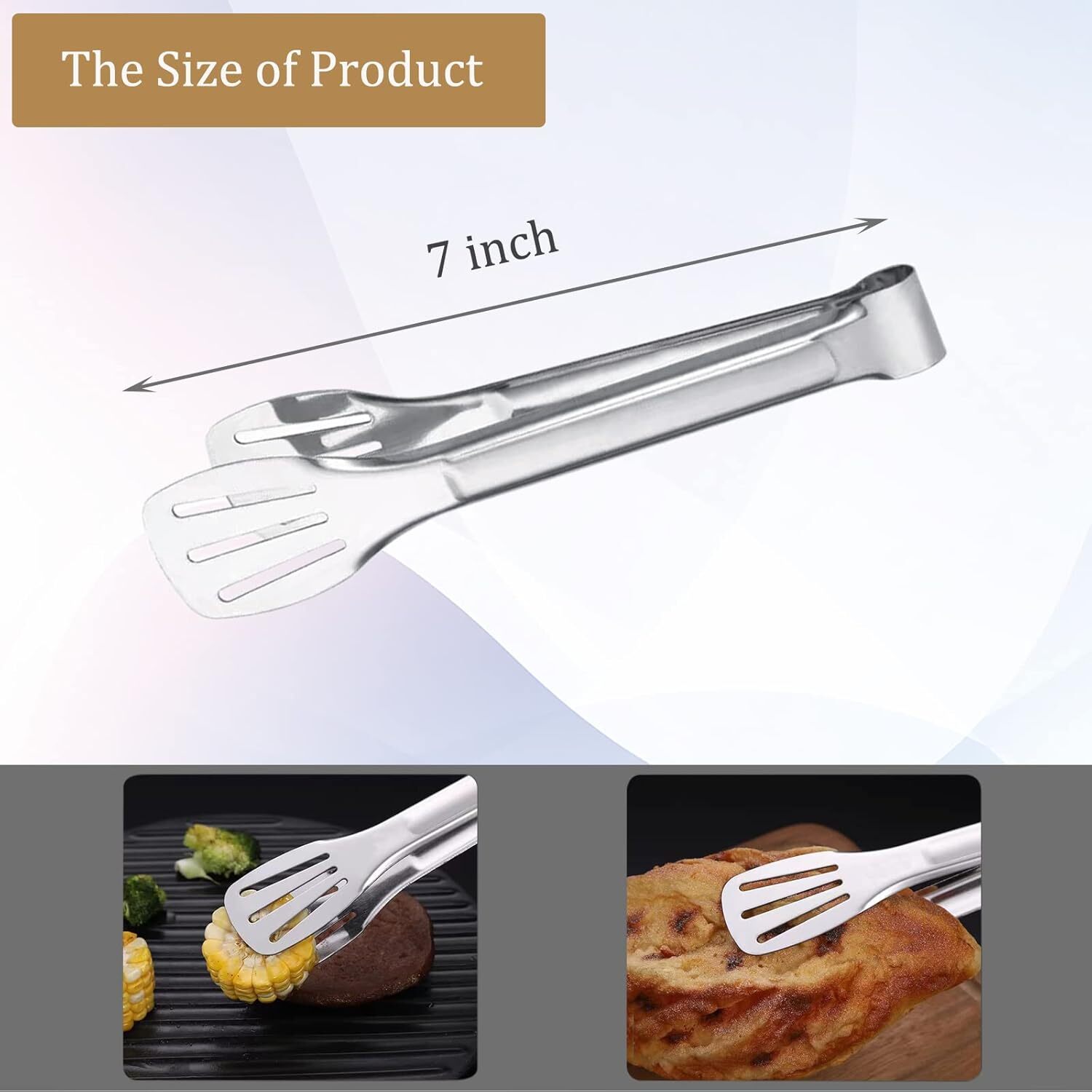 6PCS Serving Tongs, 7Inch Buffet Tongs, Stainless Steel Tong Small Serving Utens gallery