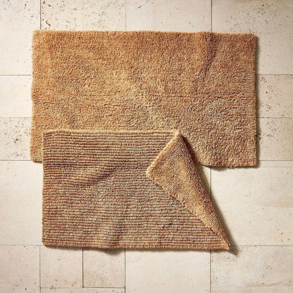 21"x34" Organic Melange Reversible Bath Rug Warm Brown - Casaluna gallery