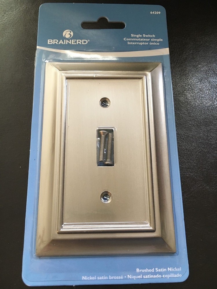 3 BRAINERD ARCHITECTURAL SINGLE SWITCH NICKEL WALL PLATES 64209 FREE SHIP