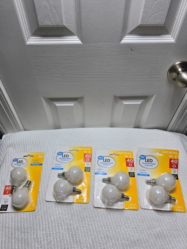 Great Value LED Dimmable A15 4W & G16 4.5W Soft White Frosted Glass 4 Pack Lot(G gallery