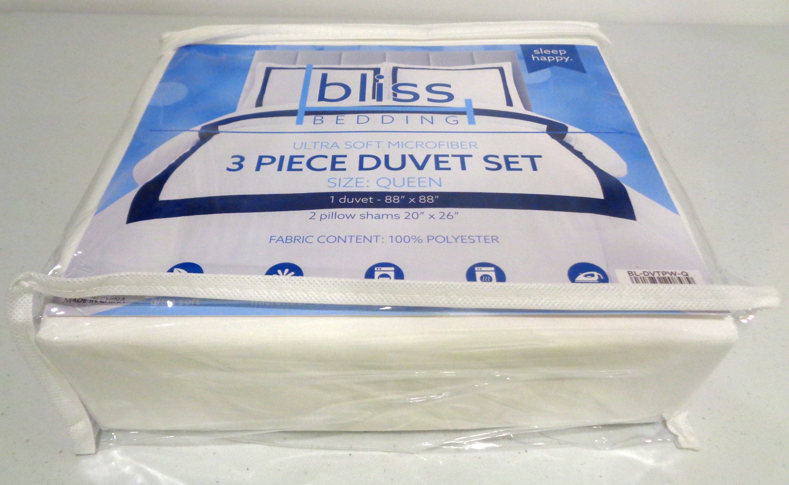 BLISS BEDDING Ultra Soft Microfiber Duvet Set Queen 3 Piece White/Blue NEW gallery