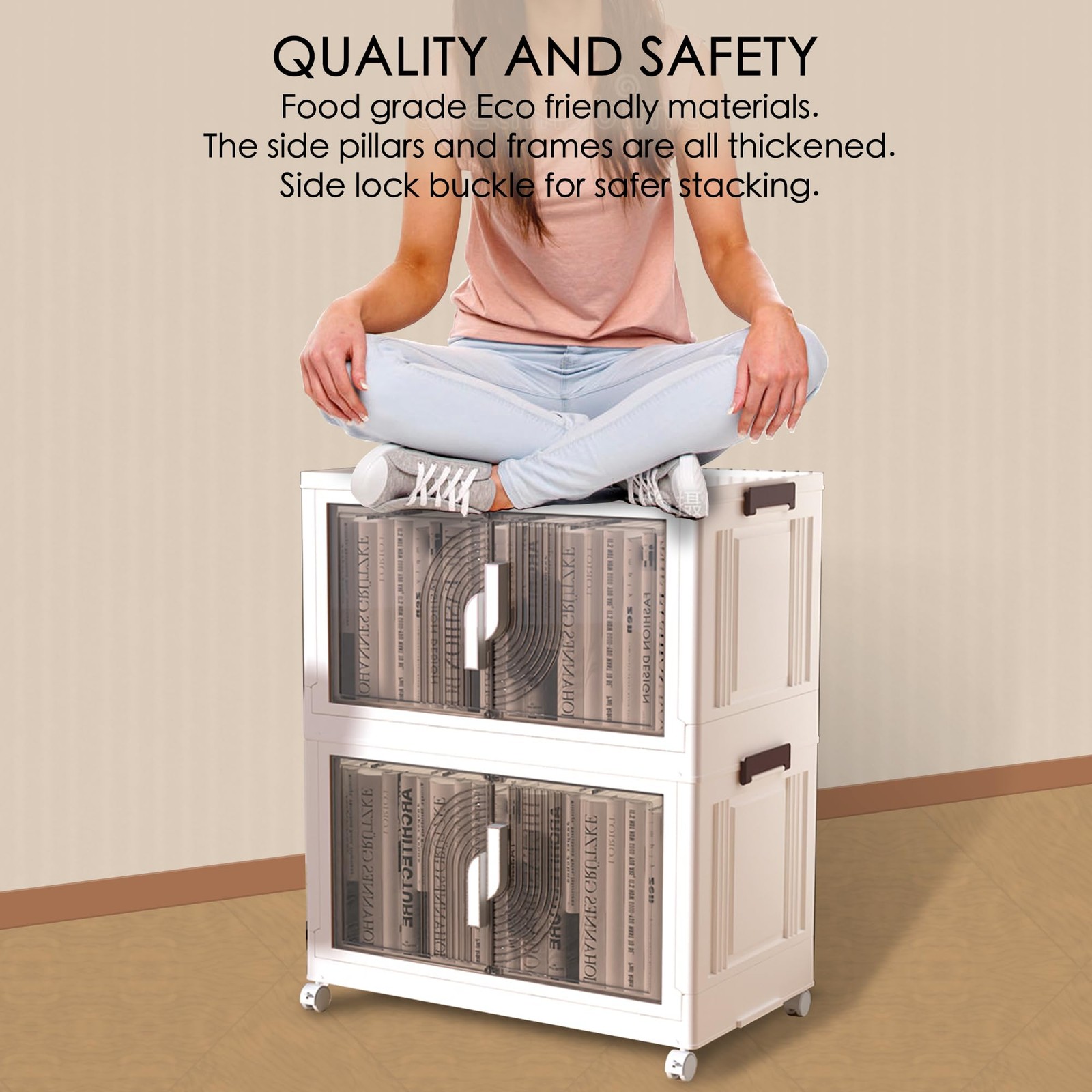 Foldable Storage Bins with Lids Stackable Storage Bins with Doors and Wheels ... gallery