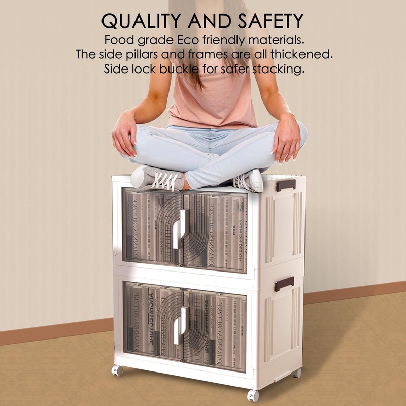 Foldable Storage Bins with Lids Stackable Storage Bins with Doors and Wheels ... gallery