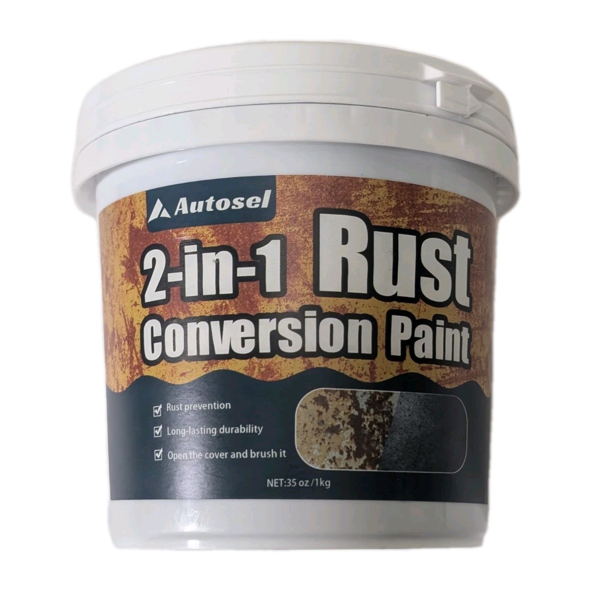 Autosel 2-in-1 Rust Conversion Paint 1kg Black Metal Primer Inhibitor New gallery