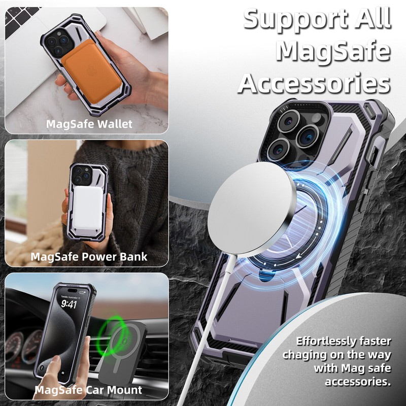 For iPhone 16 Pro Max 15 14 13 12 11 Heavy Duty Defender Case Belt Clip Holster gallery