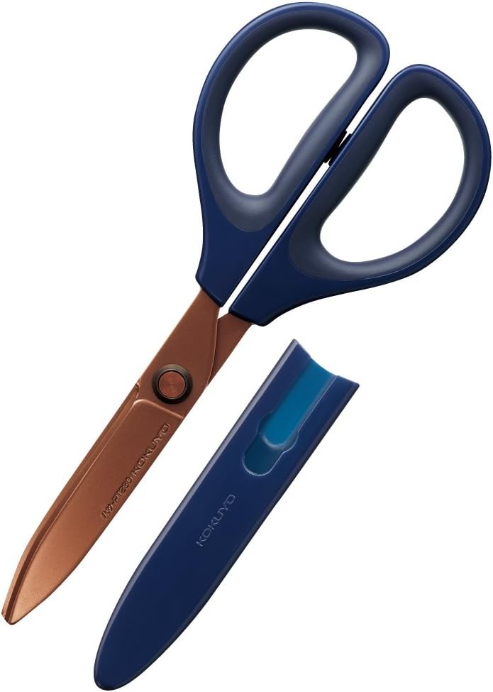 KOKUYO SAXA Titanium Glueless Scissors Hasa-PT280DB Non-Stick 3D Blade Navy NEW gallery