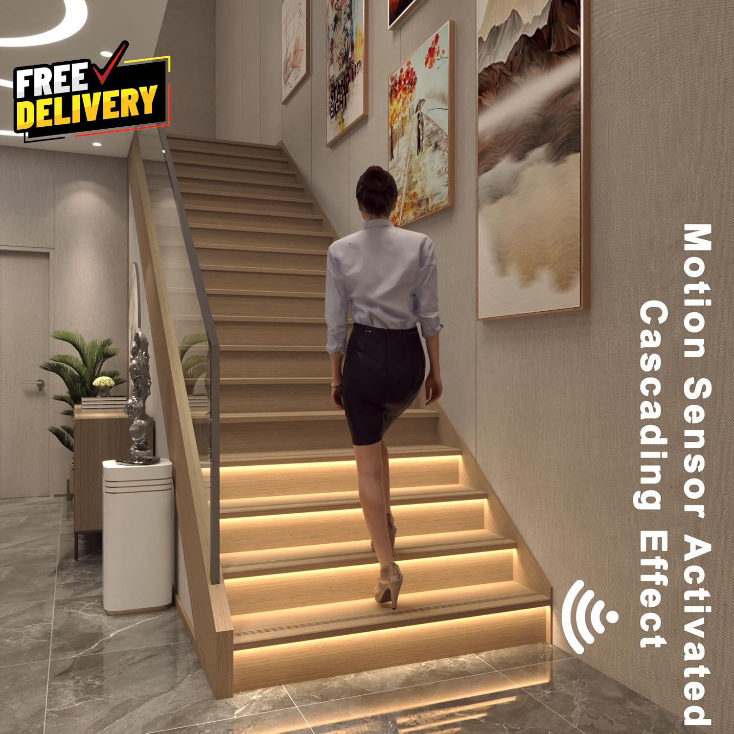 Stair Lights Motion Sensor Indoor, Smart Interior Led Step Lights 16 Stairs 40.. gallery