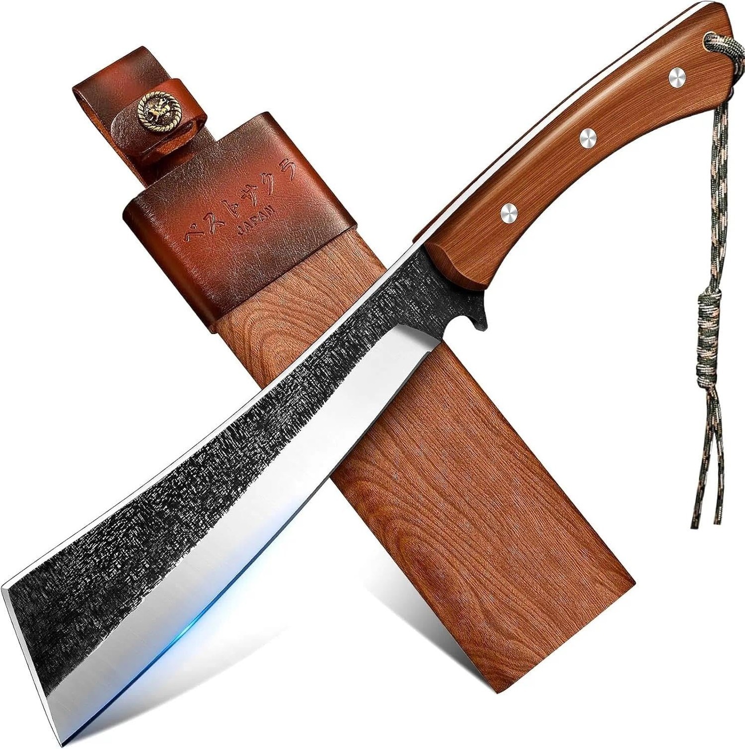 Freelander Japanese Style High Carbon Steel Machete with Red Sandalwood Ergon... gallery