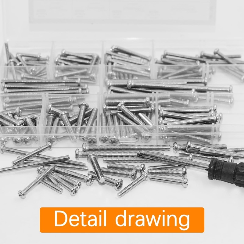 186 Pcs Machine Screw Assortment Kit, Phillips Pan Head Silver Size: 186Pcs gallery