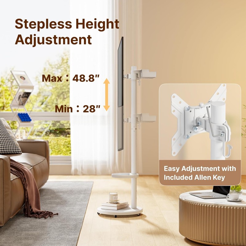 Height Adjustable Rolling TV Stand 13-43 Inch TV up to 33 Pounds Portrait to gallery