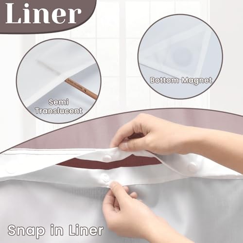 No Hook Slub Textured Shower Curtain with Snap 71"W x 74"L (Pack of 1) Burgundy gallery