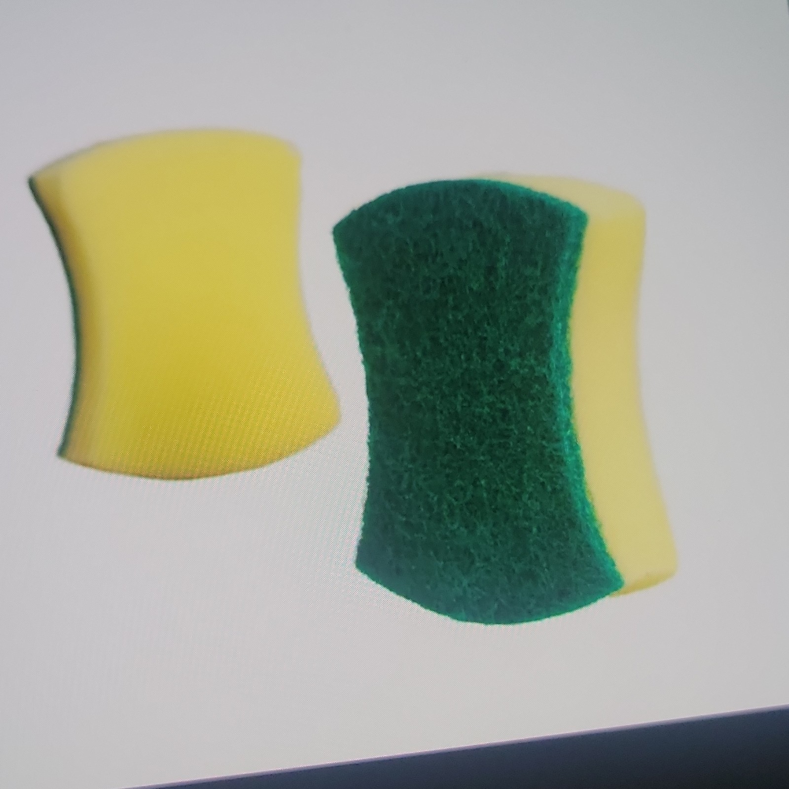 10 Pack Yellow & Green Scrubbing Sponges Foam Synthetic Fiber 8cm x 10cm x 3cm gallery