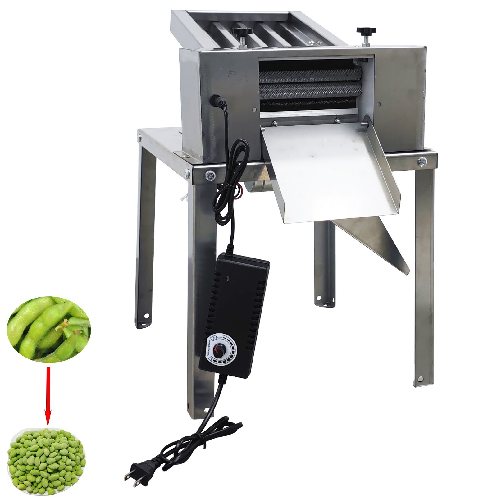 Stainless Steel Pea Peeling Machine Green Soybean Sheller Output 110lbs/h 110V gallery