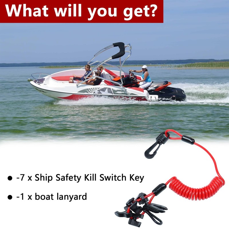 Universal Boat Kill Switch Lanyard – 7 Keys for Yamaha Mercury Suzuki Outboard gallery