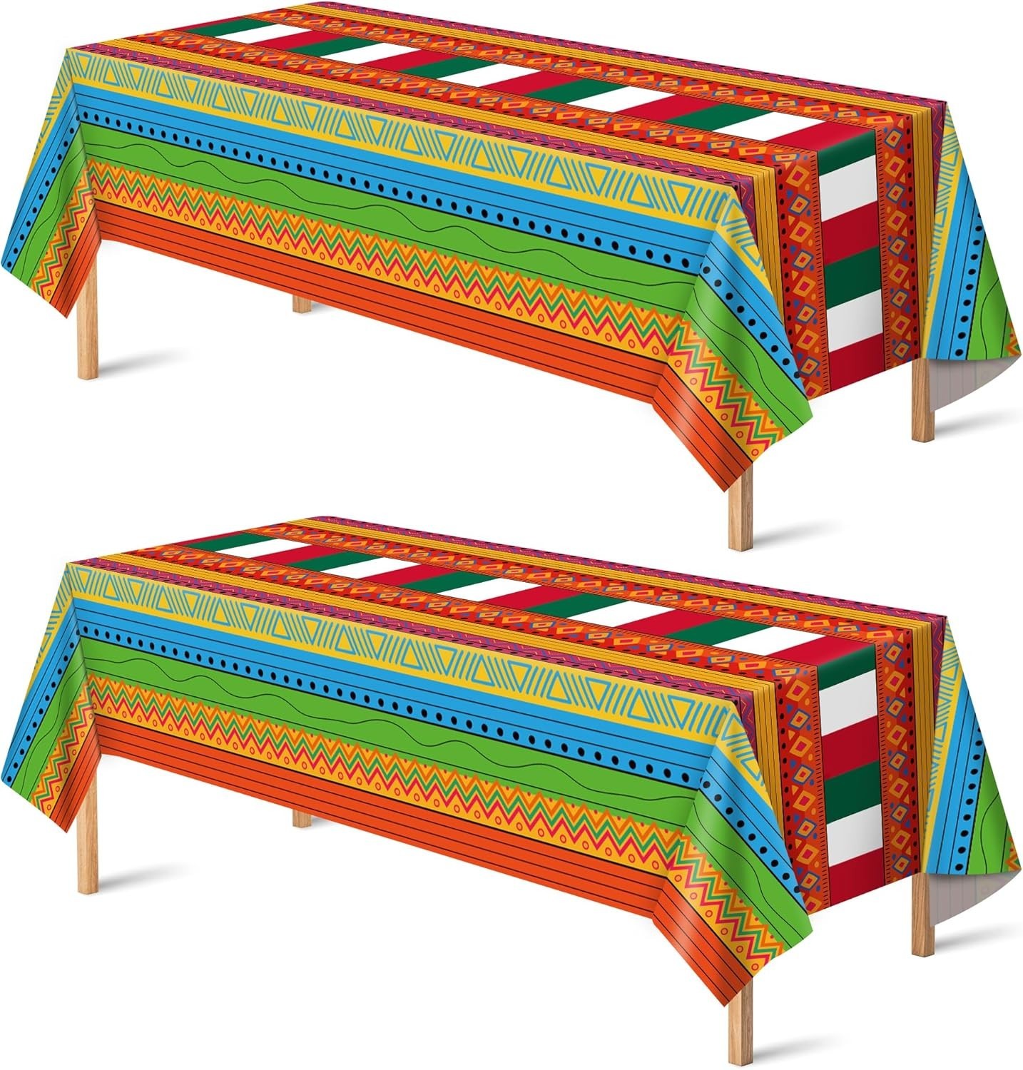 Durable 2-Pack Fiesta Table Covers 52x87in - Perfect for Taco & Mexican Parties gallery