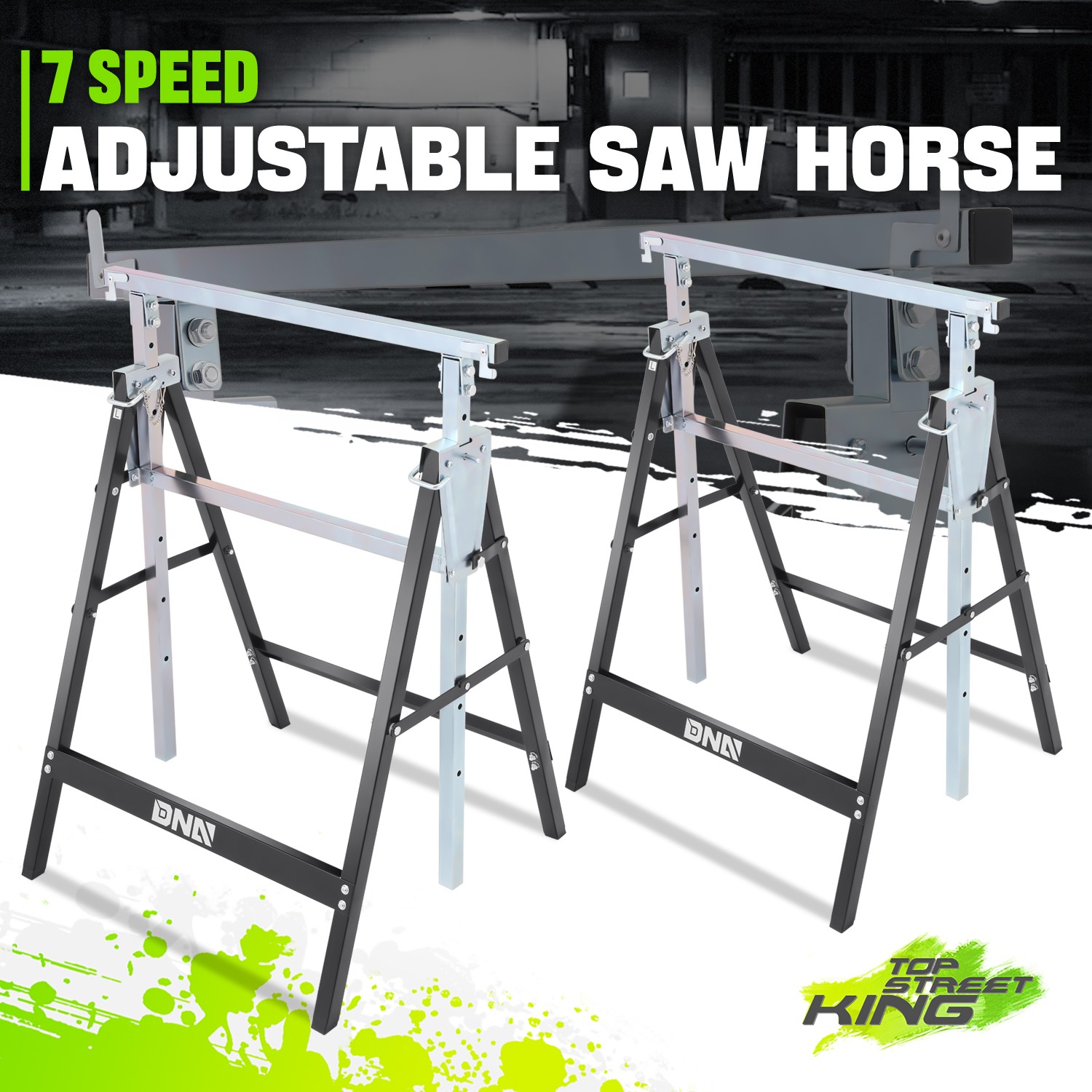 440 LBS Foldable Rust-Resistant Adjustable Metal Saw Horse Woodworking Metallic gallery