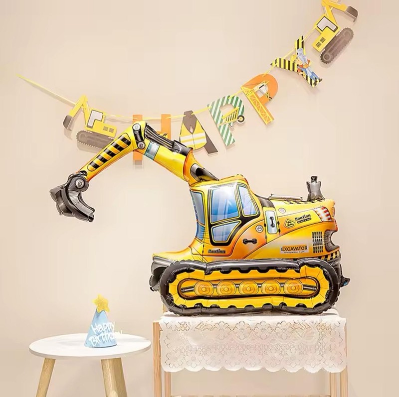 Huge 3D Digger Balloon Construction Builder Birthday Party Decor Excavator gallery