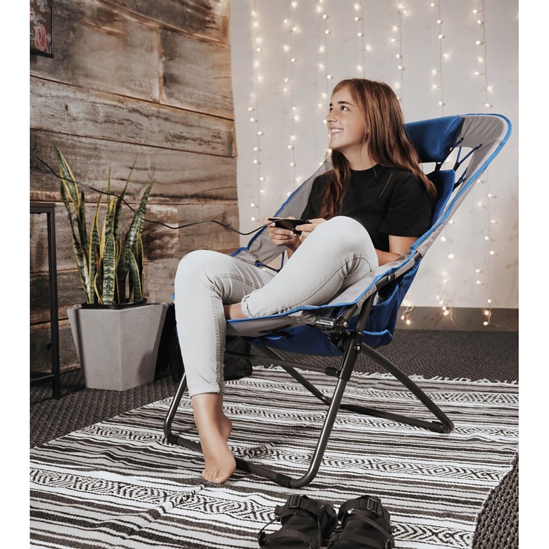 Zenithen Foldable Rectangular Air Mesh Outdoor Bungee Chair, Blue/Gra Pack of 1 gallery