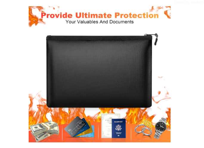 Fire Proof money Bag 2000℉ Fireproof Document Pouch Waterproof Safe Cash US gallery