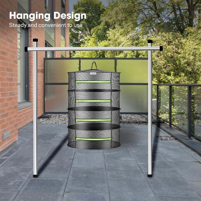 1-Pack 4-Layer Mesh Drying Rack Hanging Design w/ Green Zippers for Dehydrating gallery