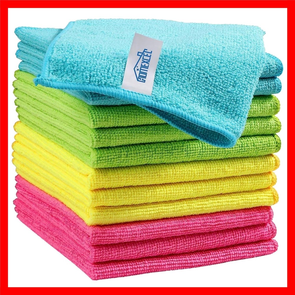 12-Pack Microfiber Cleaning Cloths – Multi-Color, Scratch & Lint Free