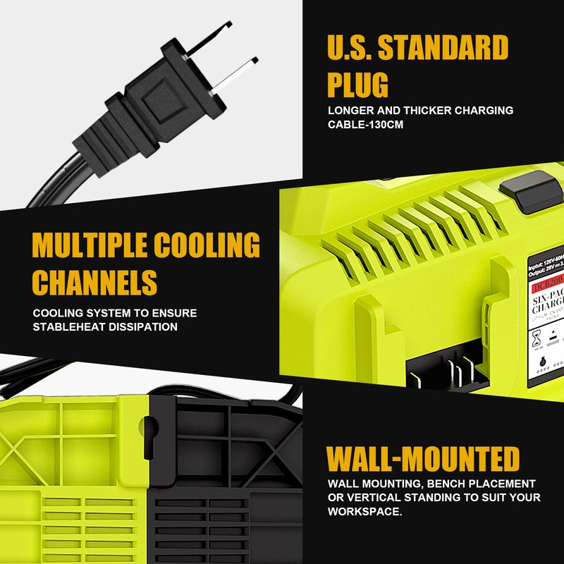 For DEWALT 20V/60V Max Flexvolt DCB609 Lithium-Ion Battery 6-Port Charger DCB104 gallery