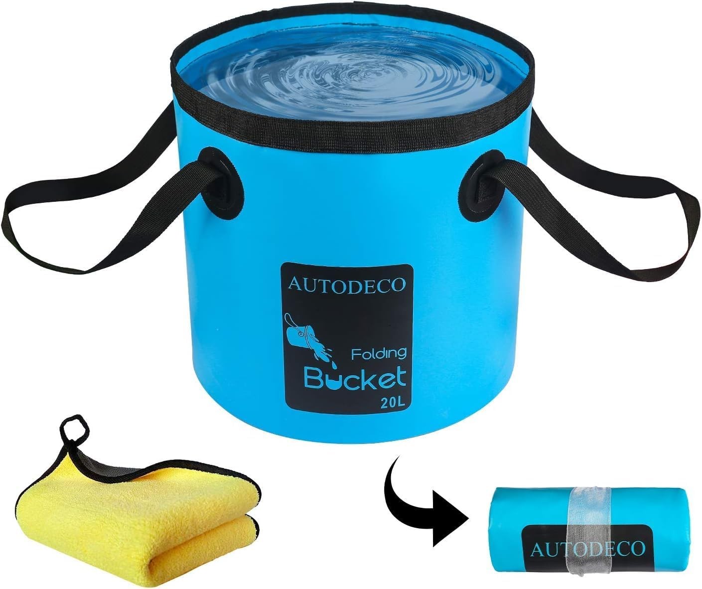AUTODECO Collapsible Bucket 5 Gallon Container Folding Water 20L-1Pcs, Blue gallery