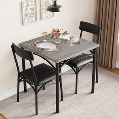Space-Saving Dining Table and Chairs Set, Small Apartment Kitchen Furniture 3PCS