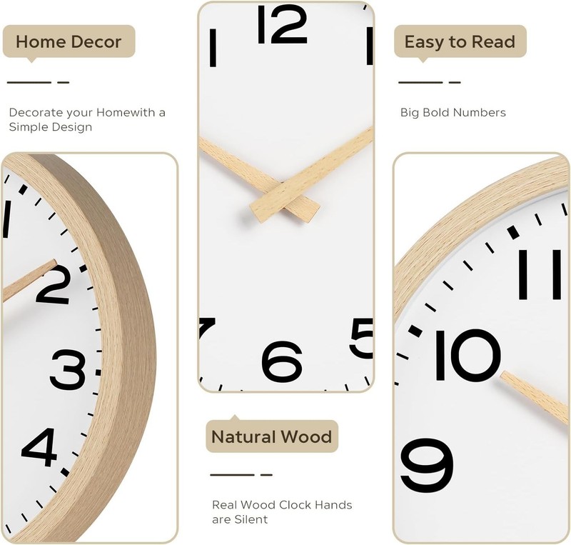 Large 14-Inch Decorative Wall Clock: Non-Ticking Modern Design for All Rooms gallery