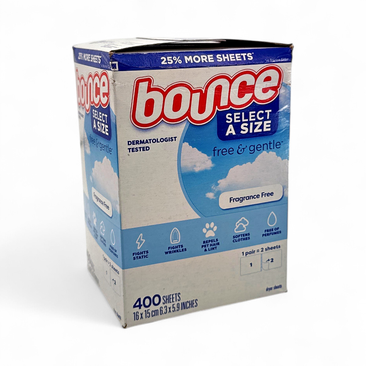 Bounce Select a Size Free + Gentle Dryer Sheets, Unscented - 400 Count gallery