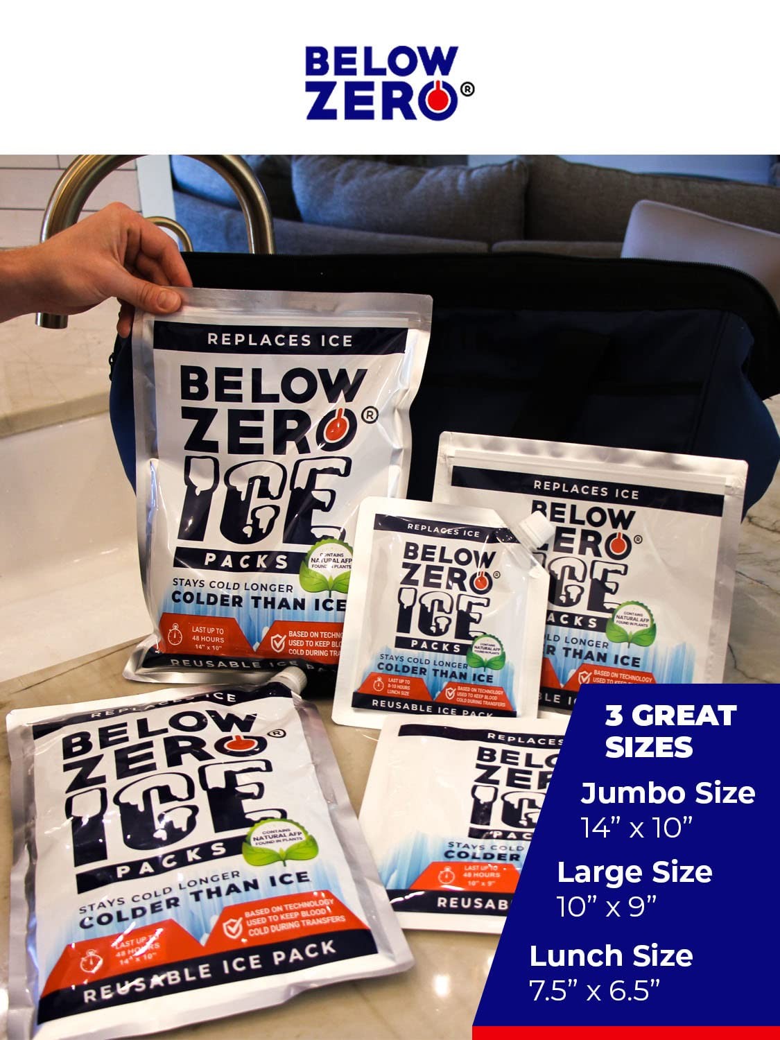 Below Zero Medium Reusable Ice Packs for Coolers – Long Lasting Cooler Ice gallery