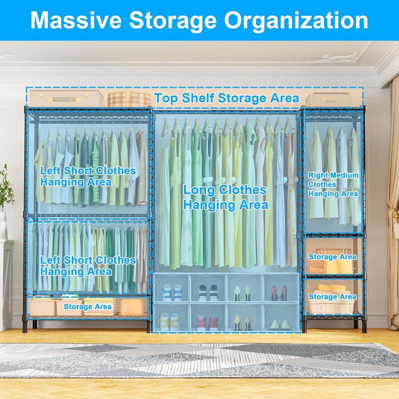 Adjustable E10 Clothes Rack with Hanger Rod - Portable Freestanding Organizer gallery