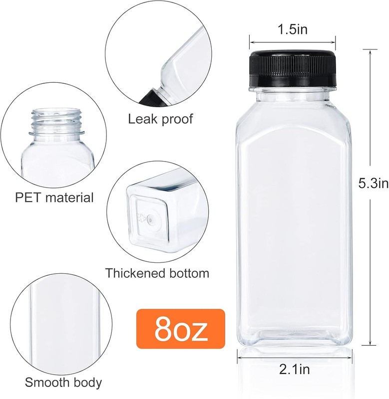 30 Pack 8oz Empty Plastic Bottles W/ Leak-Proof Caps Food Grade Bulk Beverage gallery