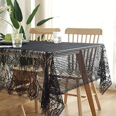 Ultra-Thin and Lightweight Rustic Lace Tablecloth, Black Nordic – Perfect for