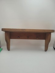 Beautiful Pine Solid Wood Shelf & Hat Coat Rack 3 Peg Handmade